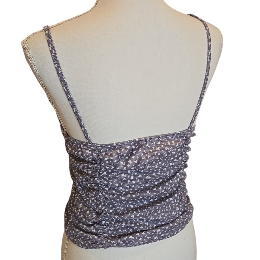Y2K‎ Cami Tank Top Ruched Feminine Coquette Sweetheart Soft Girl Mm Mm Mm Large - Picture 4 of 6